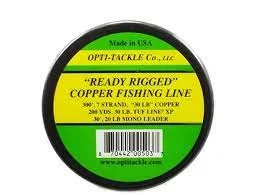 Fishing Line for Heavy Duty Use-Opti Tackle Ready Rigged Copper Fishing Line 45LB 300YD 7 Strand