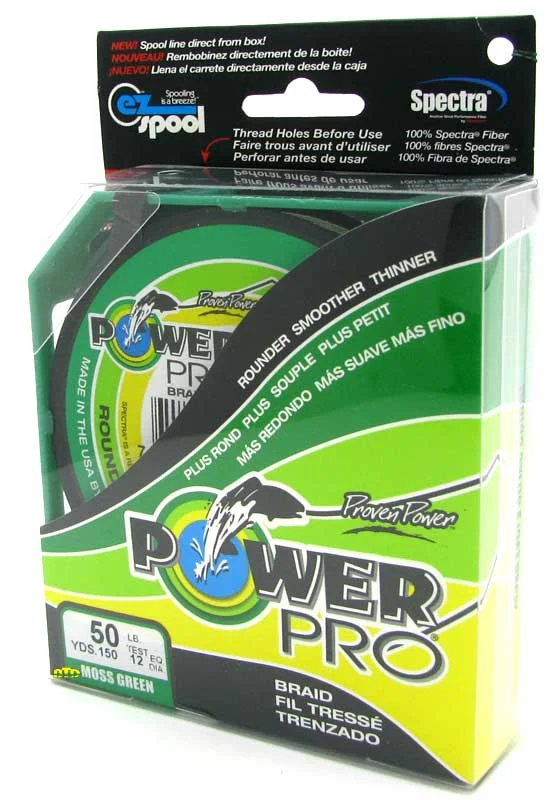 Low-Stretch Braided Fishing Line-Power Pro Braid Green 150yds 80lb