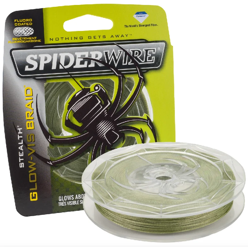 Transparent Braided Fishing Line-Spiderwire Stealth Braid | Glow-Vis Green | 125 Yds