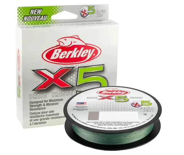 Fishing Line with Long Lasting Durability-BERKLEY X5 BRAID LO-VIS GREEN 15# 165YD