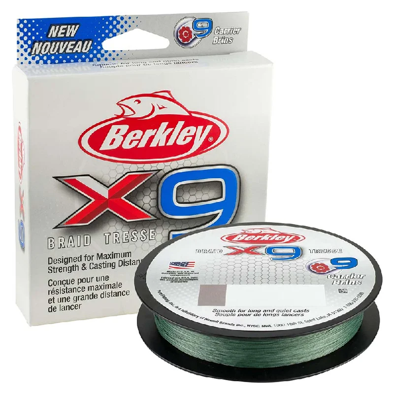 Fishing Line for Saltwater-BERKLEY X9 BRAID LO-VIS GREEN 15LB 164YDS