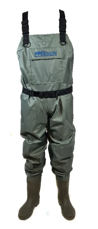 Waders for Professional Anglers-Bison Breathable Boot Foot Chest Waders - Free Studs & Delivery