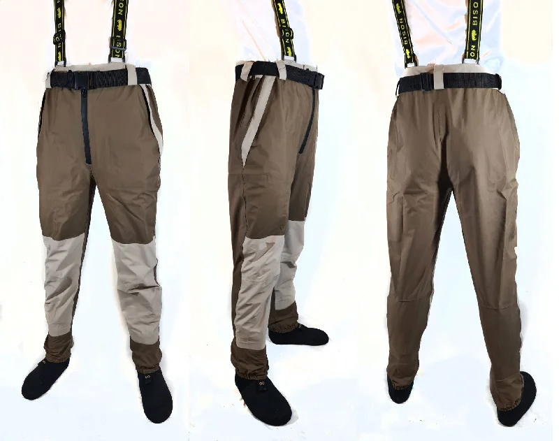 Waders for Fishing in Saltwater-BISON BREATHABLE STOCKING FOOT FISHING WAIST WADERS M, L, XL, XXL, XXXL