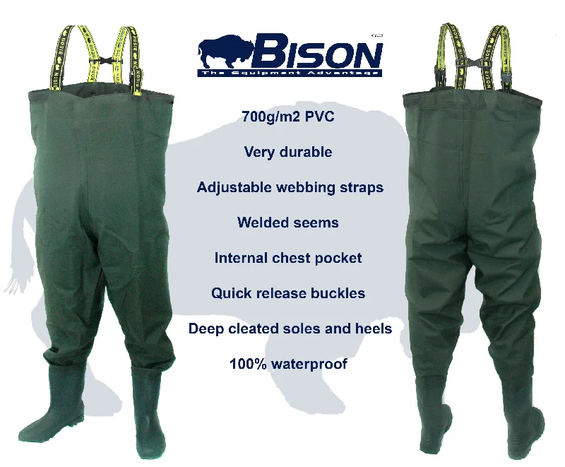 Waders for Active Fishing-BISON HEAVY DUTY 700g CHEST WADERS