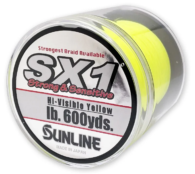 Fishing Line for Drop Shot Fishing-Sunline SX1 Braided Line Hi-Vis Yellow- 600yd