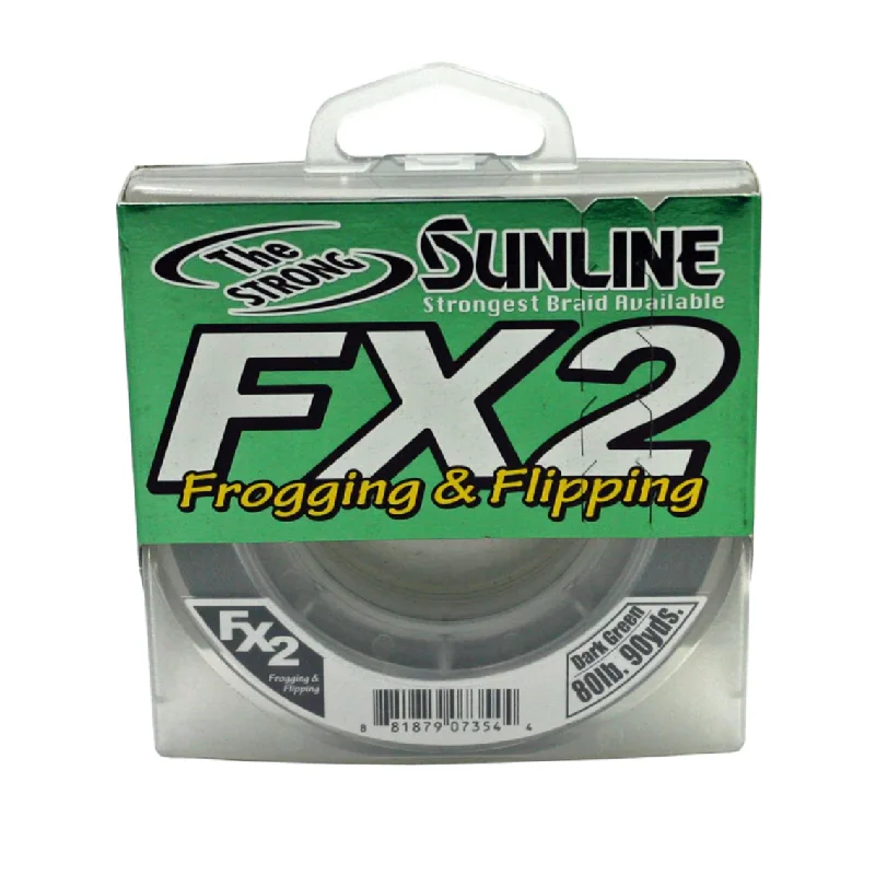 Fishing Line for Fishing in Strong Currents-SUNLINE FX2 BRAID 125 YD DARK GREEN 50 LB.