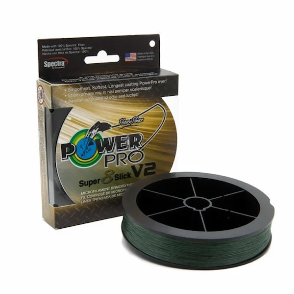 Fishing Line for Grass Fishing-POWERPRO SUPER SLICK V2 MOSS GREEN 10# 150YD