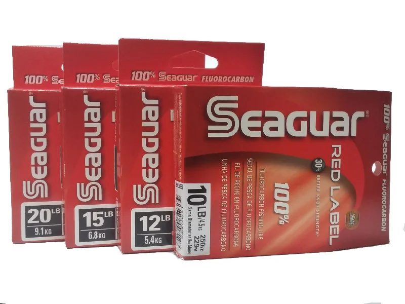 Fishing Line for Wading in Streams-Seaguar Red Label 100% Fluorocarbon Line - 175, 200, 250yd (10lb-20lb)