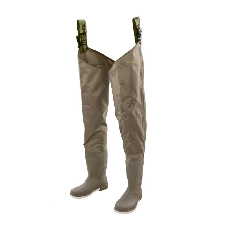 Waders for Shallow Stream Fishing-Snowbee 210D Nylon Wadermaster Thigh Waders - Cleated Sole - 10