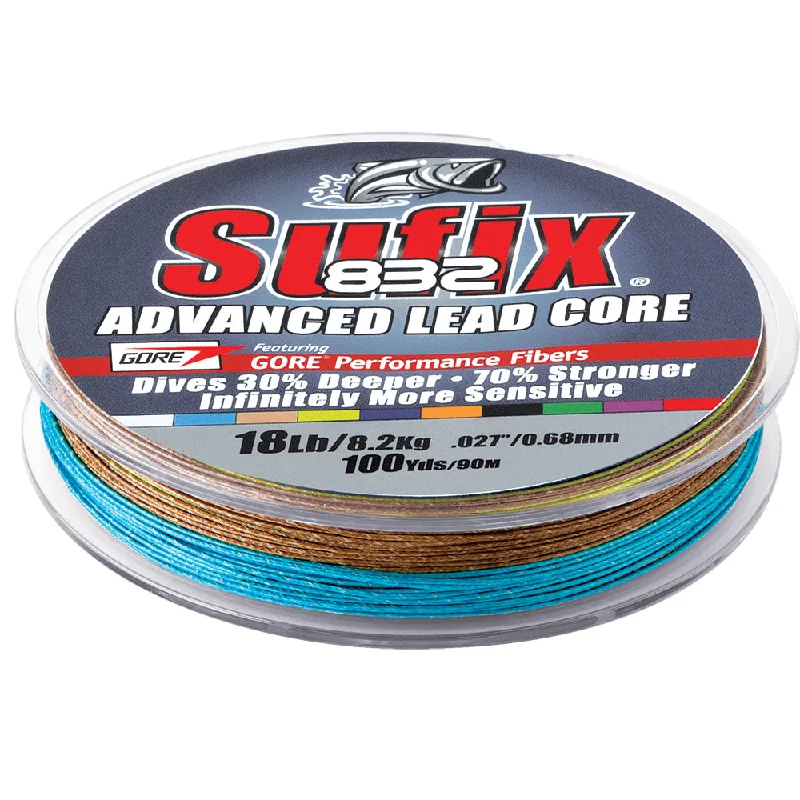 Fishing Line for Mid-Water Fishing-SUFIX 832 ADVANCED SUPERLINE BRAID LEAD CORE 10 COLOR METERED 10LB 100YDS