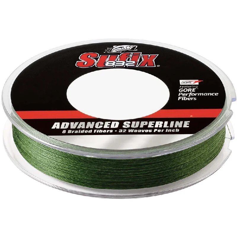 Fishing Line with Long Lasting Durability-SUFIX 832 ADVANCED SUPERLINE BRAID LOW VIS GREEN 15LB 150YDS