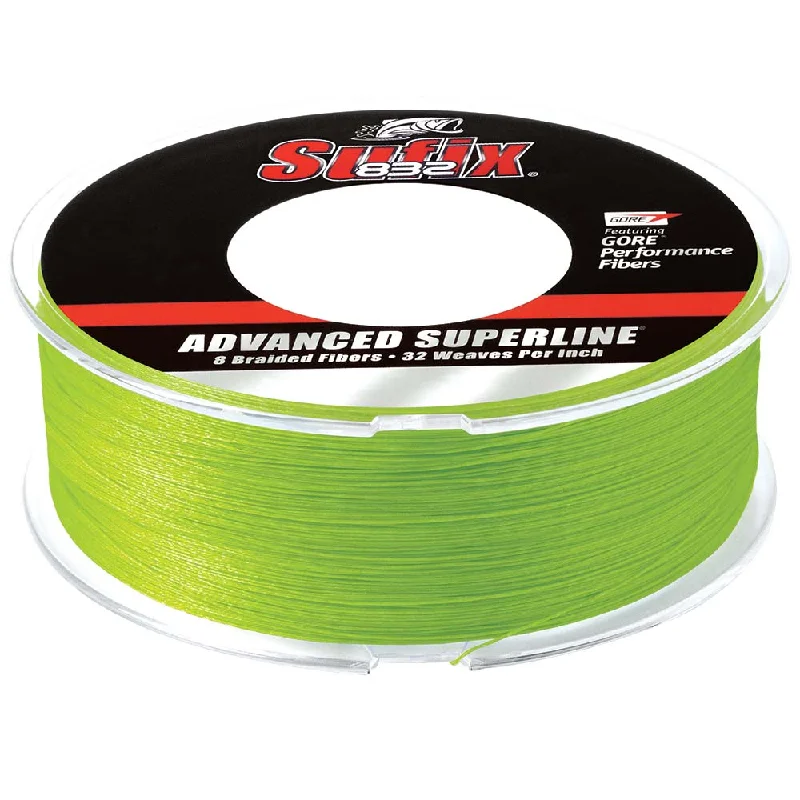 Fishing Line for Snag-Free Fishing-SUFIX 832 ADVANCED SUPERLINE BRAID NEON LIME 15LB 600YDS