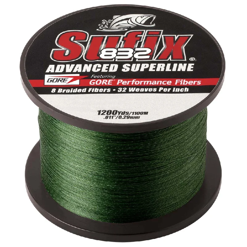 Fishing Line for Baitcasting-SUFIX 832 ADVANCED SUPERLINE BRAID LO-VIS GREEN 30LB 1200YDS