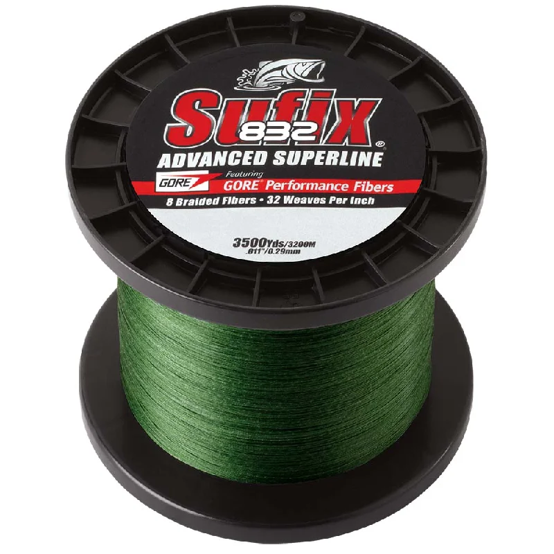 Multi-Colored Fishing Line-SUFIX 832 ADVANCED SUPERLINE BRAID LO-VIS GREEN 30LB 3500YDS BULK