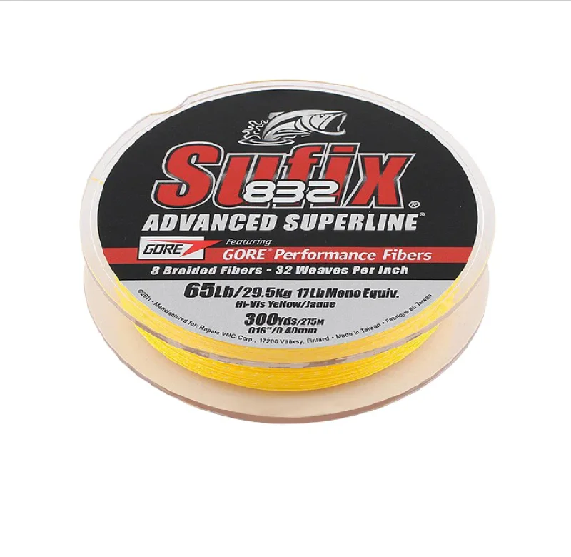 No Stretch Fluorocarbon Fishing Line-SUFIX 832 ADVANCED SUPERLINE BRAID HI-VIS YELLOW 10LB 150YDS