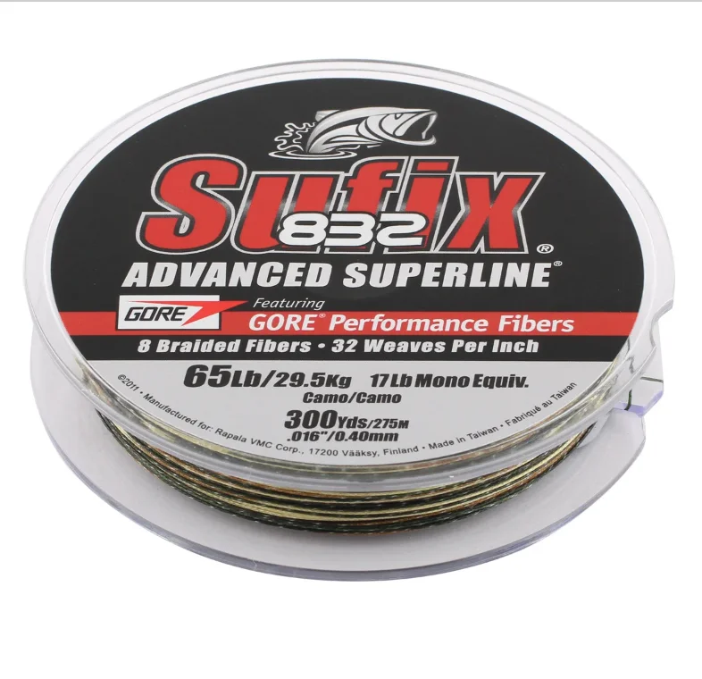 Fishing Line for Ice Fishing-SUFIX 832 ADVANCED SUPERLINE BRAID CAMO 50LB 150YDS