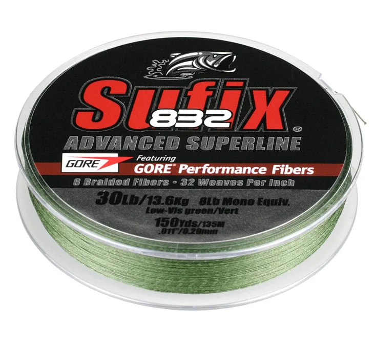 High Strength Mono Fishing Line-SUFIX 832 ADVANCED SUPERLINE BRAID LO-VIS GREEN 80LB 150YDS