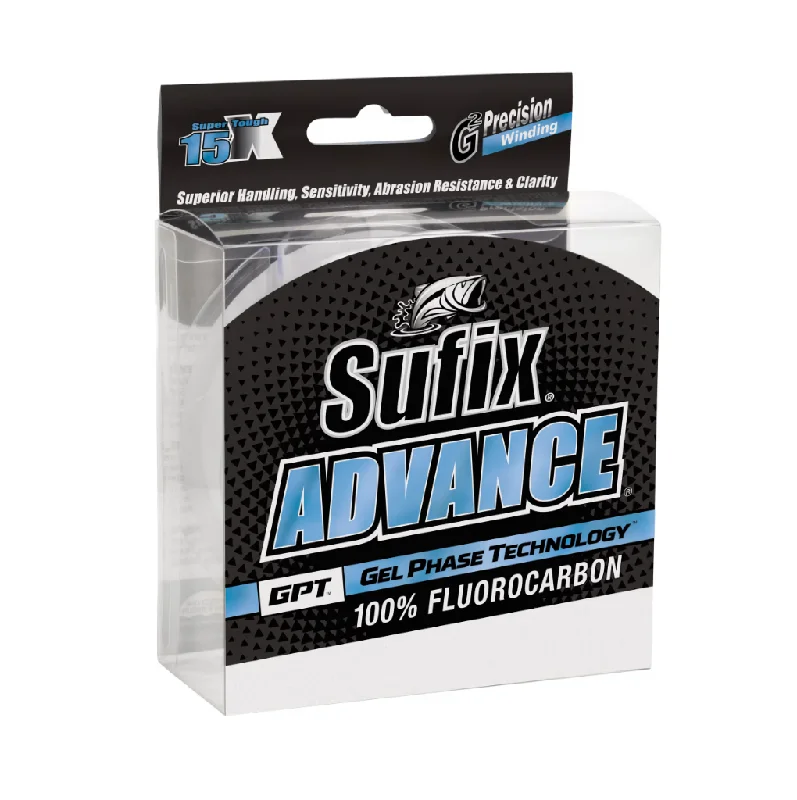 Thin Diameter Fishing Line-SUFIX ADVANCE FLUOROCARBON LEADER CLEAR 14LB 25YDS