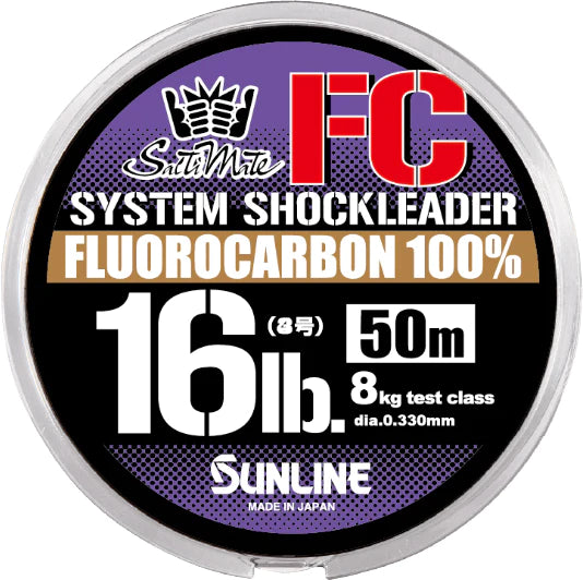 Ultra Abrasion Resistant Fishing Line-SUNLINE SALTIMATE SYSTEM SHOCK LEADER FC. 100% FLUOROCARBON 25LB