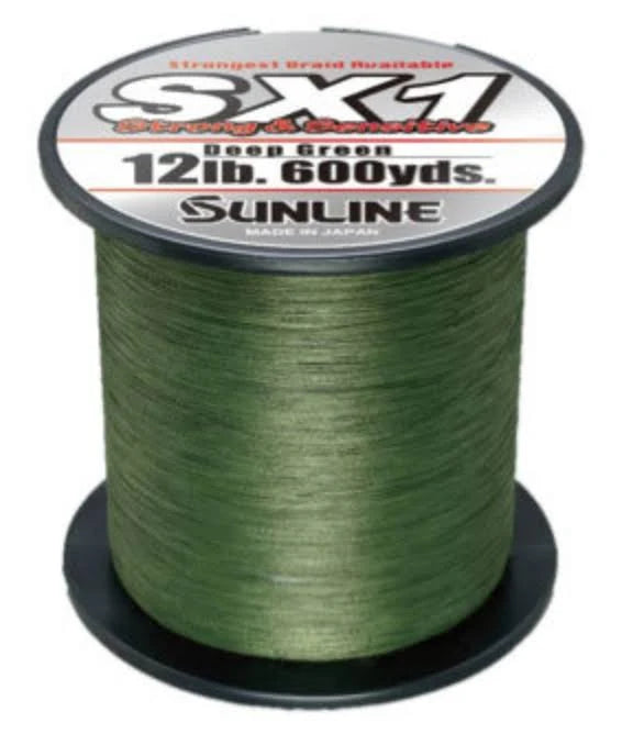 Fishing Line with Excellent Knot Strength-Sunline SX1 Braided Line Deep Green- 600yd