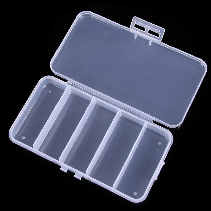 Fishing Tackle Boxes for Walleye Fishing-Transparent 5 Compartments Fishing Box QT024