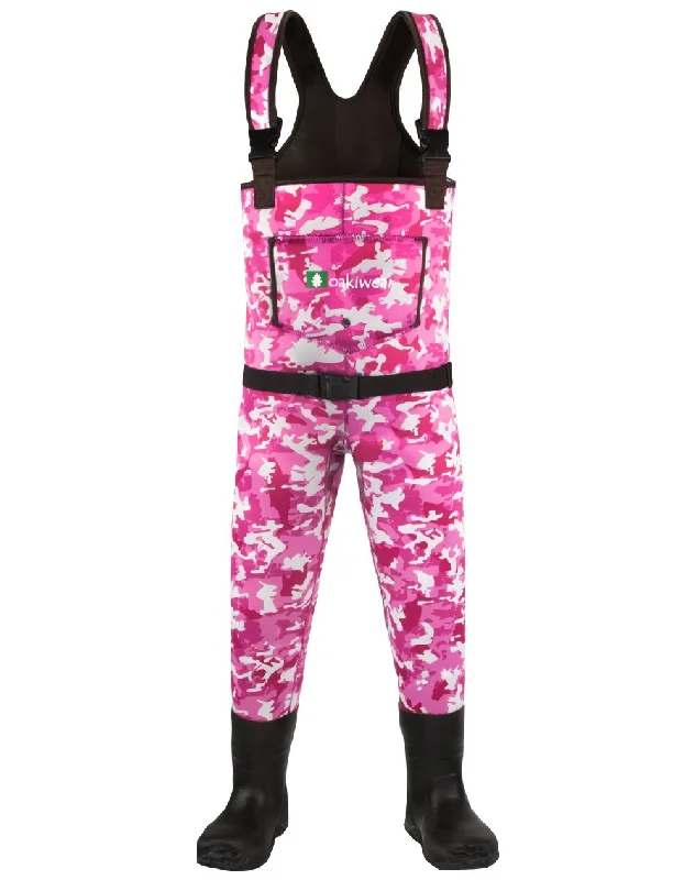 Waders for Deep Water Wading-Children's Neoprene Waders, Pink Camo