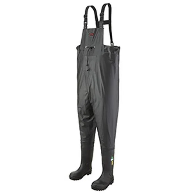 Waders with Reinforced Soles-Chest Waders, PVC on Canvas, Steel Toe