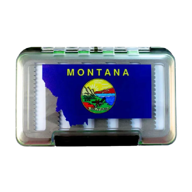 Fishing Tackle Boxes for Fishing in Tough Conditions-MFC Waterproof Fly Box - Montana State Flag