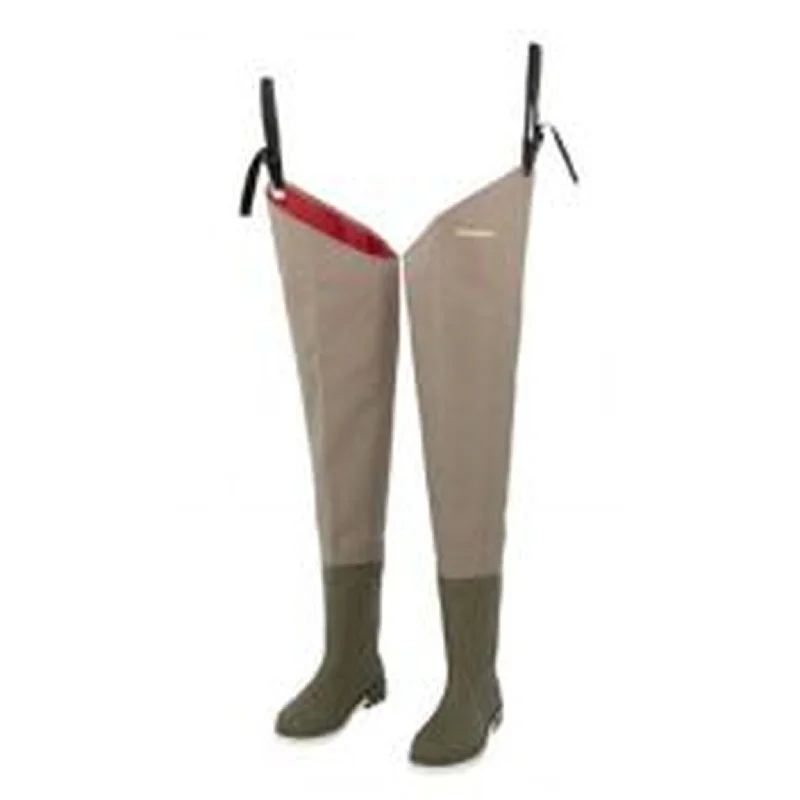 Heavy Duty Waders-Snowbee 150D Rip-Stop Nylon PVC Thigh Booted Waders (olive box)