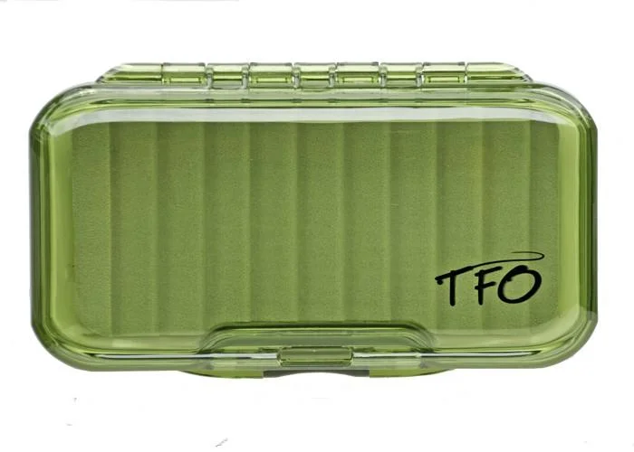 Secure Fishing Tackle Boxes for Easy Transport-TFO S/S Waterproof Olive Fly Box - Ripple Foam