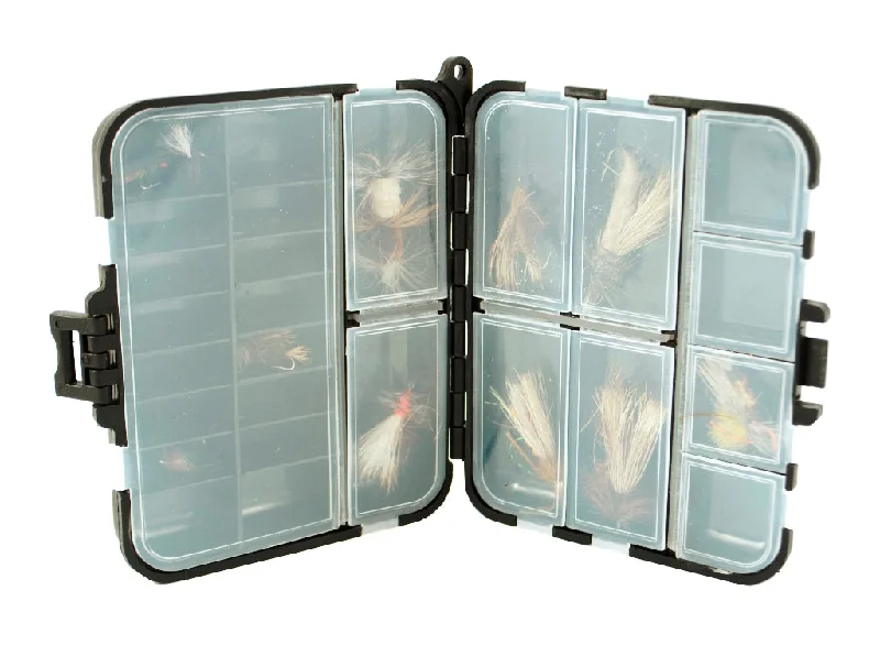 Fishing Tackle Boxes for Organizing Hooks and Sinkers-Large Black Folding Compartment Box