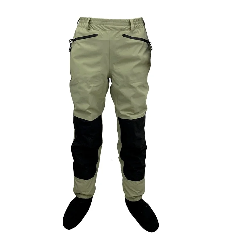 Waders with Adjustable Straps-3 Layer Breathable Waterproof Waist Waders Stocking Foot