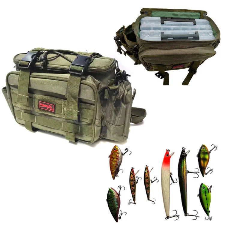 Value Pack Fishing Tackle Bag Shoulder Waist Bag with Bonus Fishing Tackle Hook