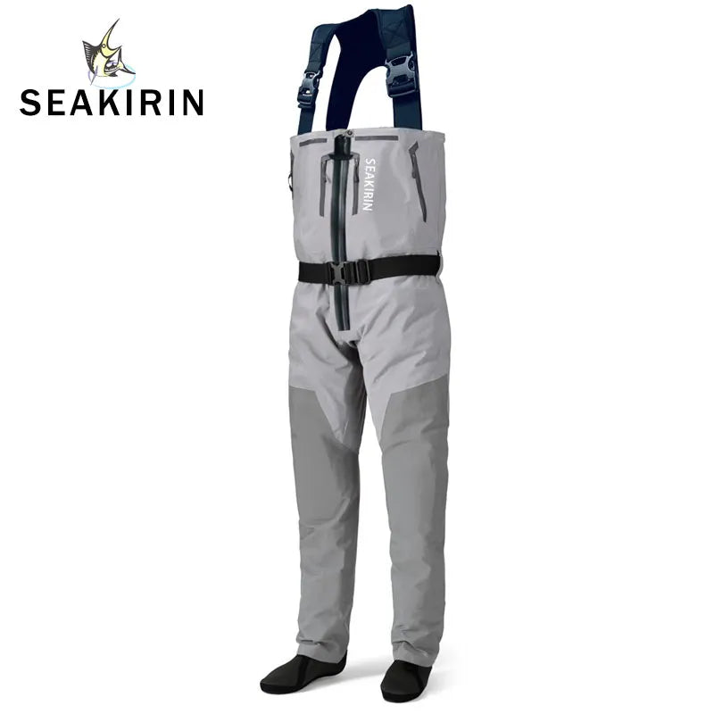 Waders for Safe River Wading-Seakirin Breathable Waterproof Zip-Front Chest Fishing Waders