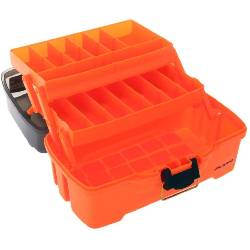 Fishing Tackle Boxes for Collecting Tackle Parts-Plano 2-Tray Tackle Box w/Dual Top Access - Smoke  Bright Orange [PLAMT6221]