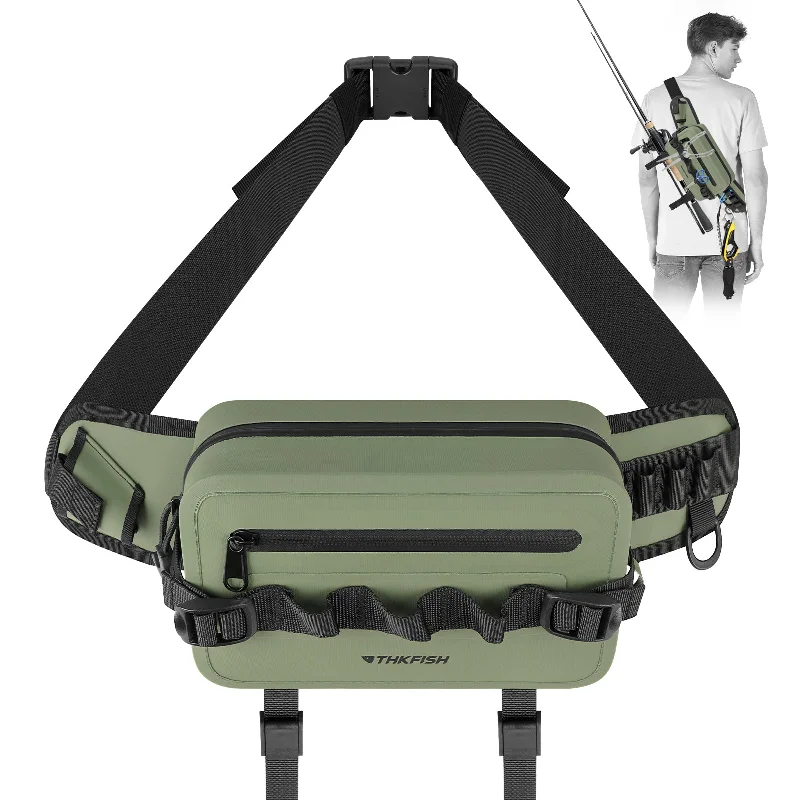 THKFISH Waterproof Flying Fishing Tackle Waist Bag with Rod Holder