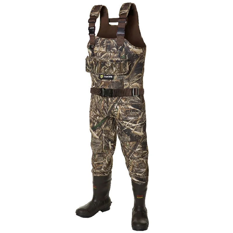 Waders for Walkthrough Streams-TideWe® Hunting Waders 5mm Neoprene Chest Waders with 1400 Gram Insulation Rubber Boots