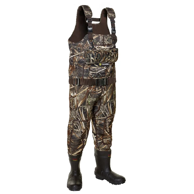 Waders for Fishing on a Budget-TideWe® Hunting Wader 5mm Neoprene Fleece-Lined Chest Waders with 1600 Gram Insulation Rubber Boots