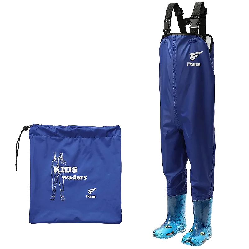 Waders with Built-in Storage-Kids Waterproof Fishing Waders Blue Color