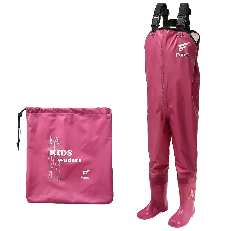 Waders for Deep Creek Fishing-Kids Waterproof Fishing Waders Pink Color